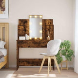 Dressing Table with LED Lights Smoked Oak 96x40x142 cm 837897