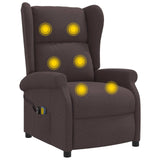 Wing Back Electric Massage Recliner Chair Dark Brown Fabric 3460295