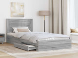 Bed Frame Grey Sonoma and Silver 75 x 190 cm Engineered Wood 3410378