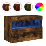 TV Wall Cabinet with LED Lights Smoked Oak 60x30x40 cm 837191