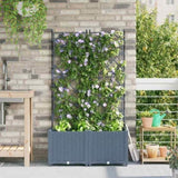 Garden Planter 2 pcs LiGht Grey 80 x 40 x 143 cm Plastic 42002884