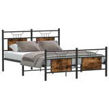 Bed Frame without Mattress Smoked Oak 140x190 cm Engineered Wood 4106761