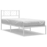 ZNTS Metal Bed Frame without Mattress with Headboard White 90x200cm 372221