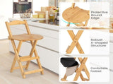 Wooden Folding Bar Stool Bamboo Kitchen Counter Height Stools with Backrest NEW 12124408