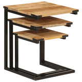 Nesting Coffee Tables 3 pcs Solid Wood Mango and Iron 358561