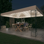 ZNTS Gazebo with LED String Lights 3x4 m Cream Fabric 3070328