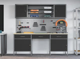 Work Cabinet 7 pcs Black and Grey Engineered Wood and Steel 3321454
