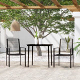 Dining Set Black Powder-Coated Steel, Glass, PVC Hollow Rattan 3099203