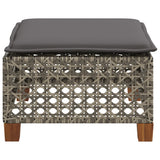 Garden Stool with Cushion Grey 63.5x56x32 cm Poly Rattan 365933