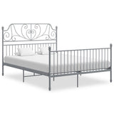Bed Frame without Mattress Grey Metal 160x200 cm 324855