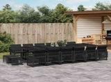 17 Piece Garden Dining Set with Cushions Black Poly Rattan 3210823