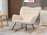 Berber Fleece Nursery Glider Rocker for Nursing, Wingback Rocking Chair for Living Room, Beige T3398P343457