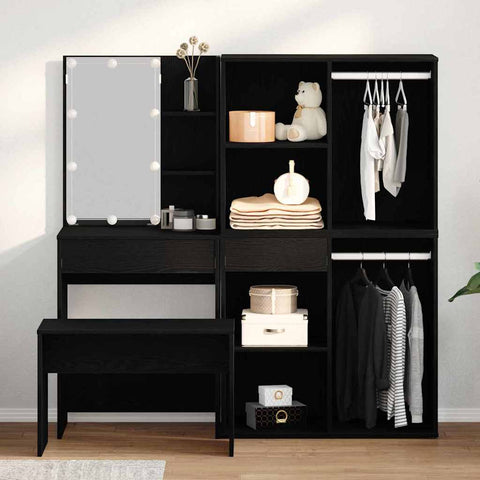 Dressing Table Set with Drawer 2 pcs Black 140 x 40 x 140 cm 3333068