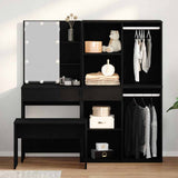 Dressing Table Set with LED 4 pcs Black Oak Engineered Wood 3333068