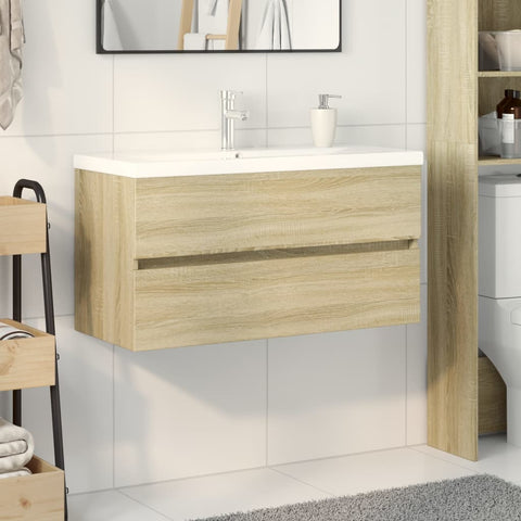 ZNTS 2 Piece Bathroom Furniture Set Ceramic and Engineered Wood 3307660