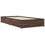 ZNTS Bed Frame Brown Oak 75x190 cm Small Single Engineered Wood and Metal 845125