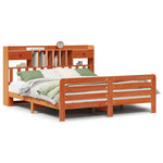 ZNTS Bookcase Bed without Mattress Wax Brown 200x200 cm Solid Wood Pine 3309976