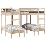 Triple Bunk Bed Frame 140x200/70x140 cm Solid Wood Pine 3308577
