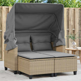 Garden Sofa Beige PE Rattan 2-seater Removable Covers 365785