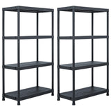 Storage Shelf Racks 2 pcs Black 60x30x138 cm Plastic 276251