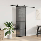 Sliding Door with Hardware Set Black 76x205 cm Tempered Glass 3375895