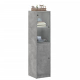 Highboard with Glass Door Concrete Grey 35x37x142 cm 836444