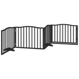 Dog Gate with Door Foldable 4 Panels Black 320 cm Poplar Wood 352225