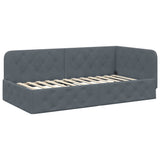 Corner Bed Frame with Headboard Dark Grey 100 x 200 cm Velvet 42016544