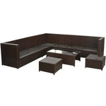 8 Piece Garden Lounge Set with Cushions Poly Rattan Brown 42992