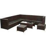 8 Piece Garden Lounge Set with Cushions Poly Rattan Brown 42992