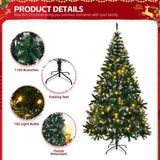 ZNTS 7 FT Snow Tipped Artificial Christmas Tree with DIY 150 Warm Lights, Remote Control, 1100 Branch 03739007