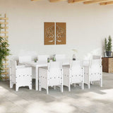 Garden Dining Set 9 pcs White Polypropylene 3378582
