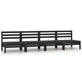 Garden Middle Sofas 4 pcs Black Solid Pinewood 806596