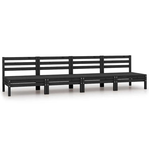 Garden Middle Sofas 4 pcs Black Solid Pinewood 806596