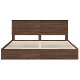 Storage Bed with Drawer Brown Oak 200 x 200 cm Engineered Wood 3411179
