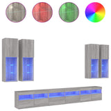 7 Piece TV Wall Cabinet Set with LED Lights Grey Sonoma 3216783
