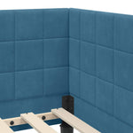 Corner Bed Frame with Headboard Blue 100 x 200 cm Velvet 42016437