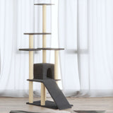 Cat Tree with Sisal Scratching Posts Dark Grey 155 cm 171517