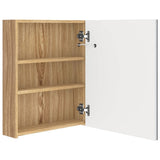 LED Bathroom Mirror Cabinet White and Oak 50x14x60 cm 326485
