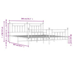 ZNTS Metal Bed Frame without Mattress with Footboard Black 200x200cm 353562