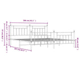 ZNTS Metal Bed Frame without Mattress with Footboard Black 200x200cm 353562