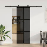 Sliding Door with Hardware Set 76x205 cm Tempered Glass&Aluminium 3332986