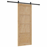 Sliding Door Natural and Black 78 x 202 cm Solid Pine Wood 3333162