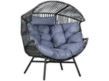 String Rattan Egg Chair, with Padded Seat Cushion - Grey/Black T3398P320126