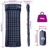 Self Inflating Camping Mattress with Pillow 1-Person Grey 4007094