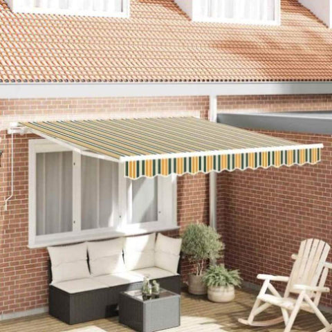 Retractable Awning Manual Green and yellow 350 x 250 cm Fabric 3330447
