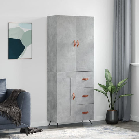 Highboard Concrete Grey 69.5x34x180 cm Engineered Wood 3195991