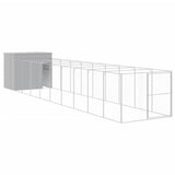 Dog House with Run Light Grey 214x1069x181 cm Galvanised Steel 3189129
