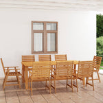 ZNTS 9 Piece Garden Dining Set Solid Acacia Wood 3057847