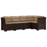 5-Seater Garden Sofa with Cushions Rattan Look PP Brown 3444056